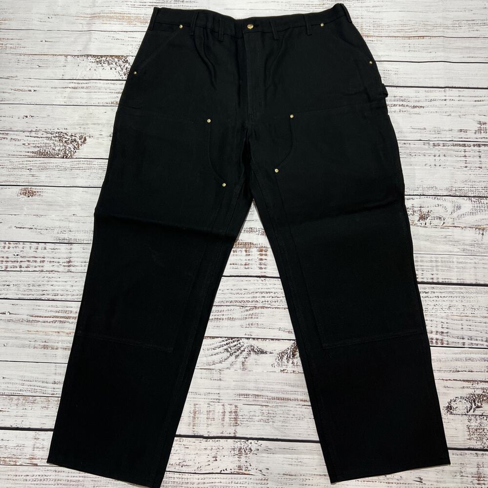 Carhartt Loose Fit 44 x 32 Firm Duck Double-Front Utility Work Pant B01-M BLK - Picture 4 of 13